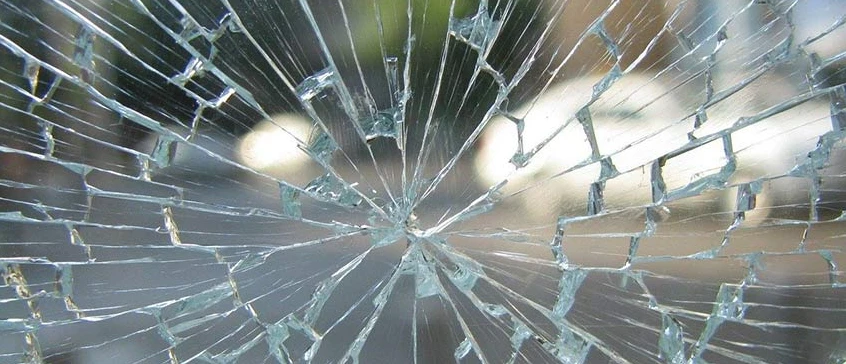 commercial building Window with shattered glass